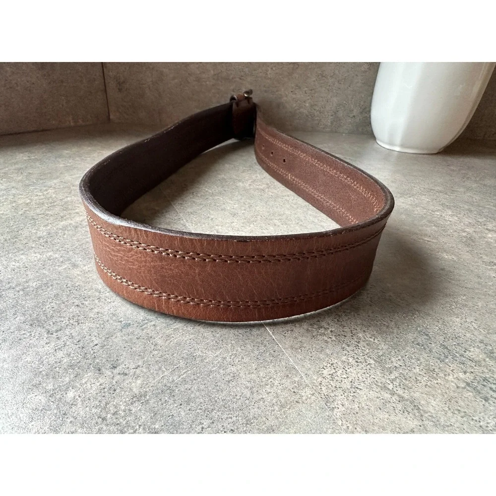Columbia Mens Belt Size 30-32 Brown Leather Size Logo Everyday Casual Dress Wear
